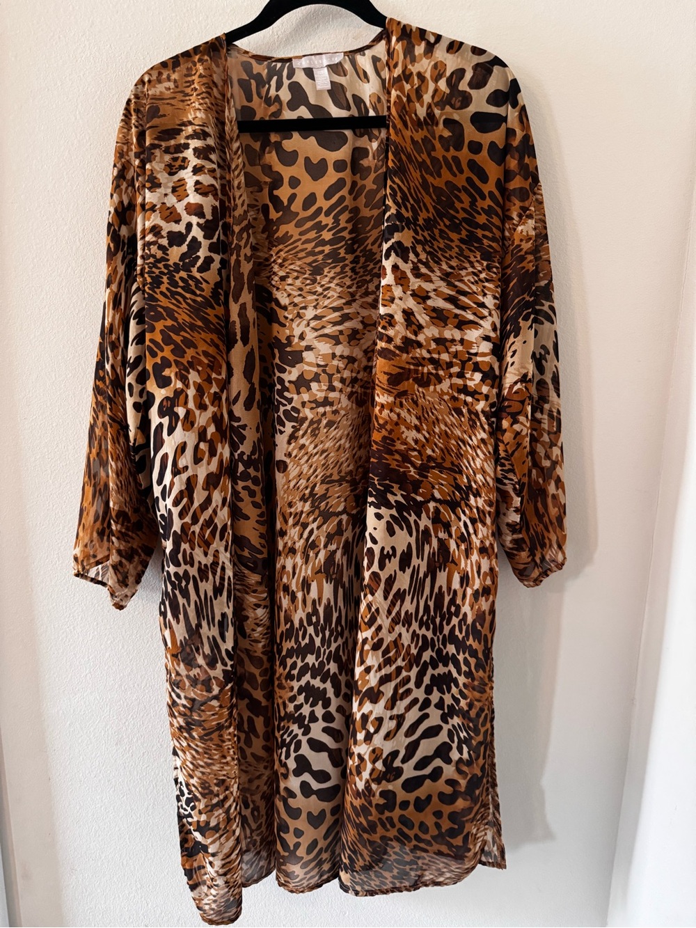 Chelsea28 Leopard-Print Chiffon Robe in Brown and Black